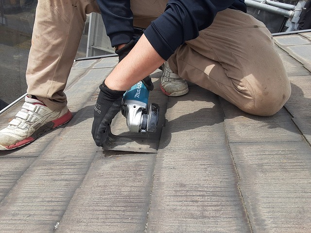 牛久市屋根カバー工事雪止め撤去